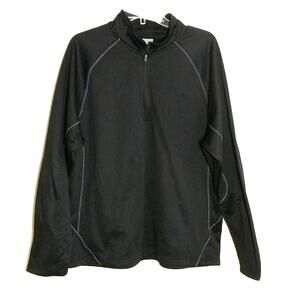Champion 1/4 zip Athletic Shirt Men's Sz L Black Long Sleeve Pullover Mock Neck
